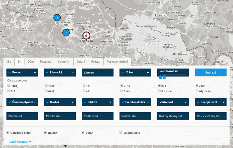 hledání realit filtr